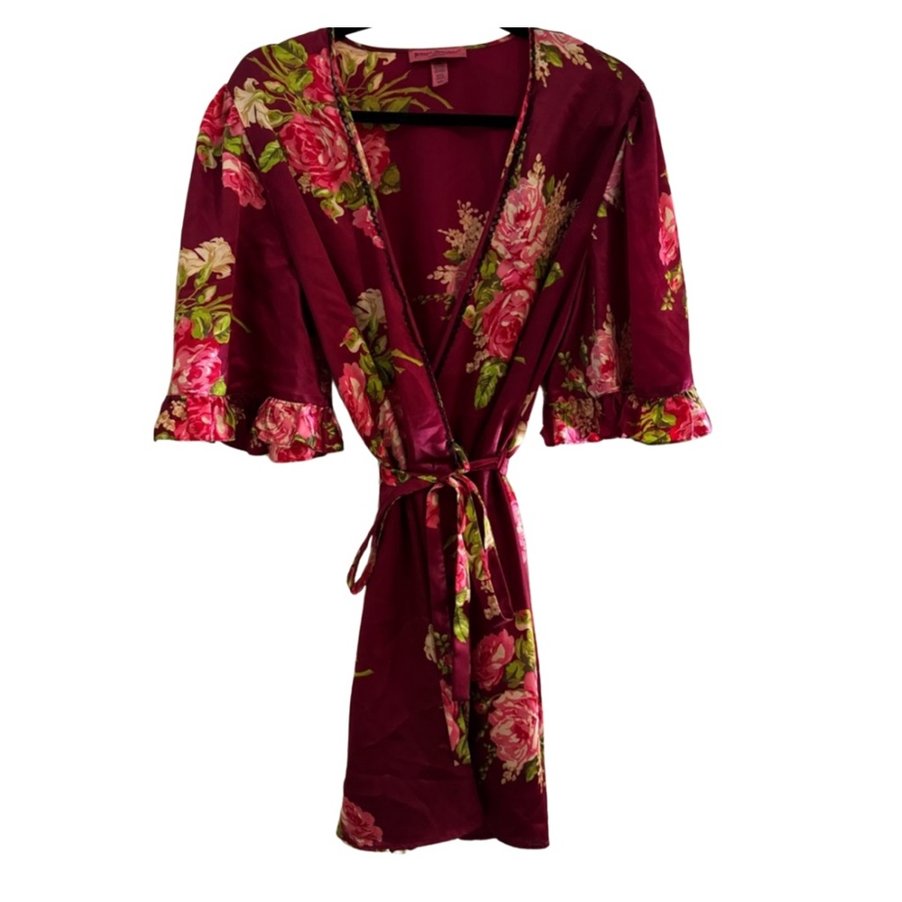 Betsey Johnson Floral Satin Robe